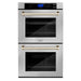 ZLINE 30" Autograph Edition Double Wall Oven with Air Fry and Self-Clean in Stainless Steel and Gold Handle, WADZ-30-G ZLINE Dreamwood Living