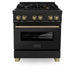 ZLINE 30" Autograph Edition Dual Fuel Range in Black Stainless Steel with Champagne Bronze Accents, RABZ-30-CB ZLINE