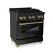 ZLINE 30" Autograph Edition Dual Fuel Range in Black Stainless Steel with Champagne Bronze Accents, RABZ-30-CB ZLINE