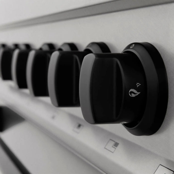 ZLINE 30" Autograph Edition Dual Fuel Range in DuraSnow® Stainless Steel with Matte Black Accents, RASZ-SN-30-MB ZLINE Dreamwood Living