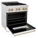 ZLINE 30" Autograph Edition Dual Fuel Range in DuraSnow® Stainless Steel with White Matte Door and Gold Accents, RASZ-WM-30-G ZLINE Dreamwood Living