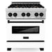 ZLINE 30" Autograph Edition Dual Fuel Range in DuraSnow® Stainless Steel with White Matte Door and Matte Black Accents, RASZ-WM-30-MB ZLINE Dreamwood Living