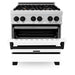 ZLINE 30" Autograph Edition Dual Fuel Range in DuraSnow® Stainless Steel with White Matte Door and Matte Black Accents, RASZ-WM-30-MB ZLINE Dreamwood Living