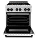 ZLINE 30" Autograph Edition Dual Fuel Range in DuraSnow® Stainless Steel with White Matte Door and Matte Black Accents, RASZ-WM-30-MB ZLINE Dreamwood Living