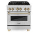 ZLINE 30" Autograph Edition Dual Fuel Range in Stainless Steel with Champagne Bronze Accents, RAZ-30-CB ZLINE
