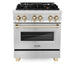 ZLINE 30" Autograph Edition Dual Fuel Range in Stainless Steel with Gold Accents, RAZ-30-G ZLINE