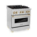 ZLINE 30" Autograph Edition Dual Fuel Range in Stainless Steel with Gold Accents, RAZ-30-G ZLINE