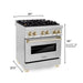 ZLINE 30" Autograph Edition Dual Fuel Range in Stainless Steel with Gold Accents, RAZ-30-G ZLINE