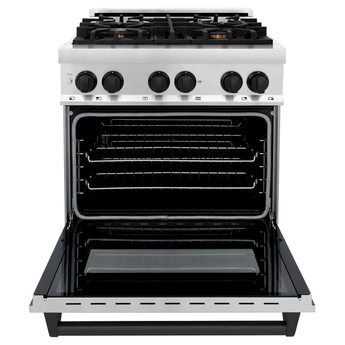 ZLINE 30" Autograph Edition Dual Fuel Range in Stainless Steel with Matte Black Accents, RAZ-30-MB ZLINE Dreamwood Living