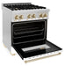 ZLINE 30" Autograph Edition Dual Fuel Range in Stainless Steel with White Matte Door and Gold Accents, RAZ-WM-30-G ZLINE