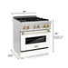 ZLINE 30" Autograph Edition Dual Fuel Range in Stainless Steel with White Matte Door and Gold Accents, RAZ-WM-30-G ZLINE