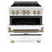 ZLINE 30" Autograph Edition Dual Fuel Range with White Matte Door and Champagne Bronze Accents, RAZ-WM-30-CB ZLINE