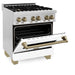 ZLINE 30" Autograph Edition Dual Fuel Range with White Matte Door and Champagne Bronze Accents, RAZ-WM-30-CB ZLINE