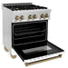 ZLINE 30" Autograph Edition Dual Fuel Range with White Matte Door and Champagne Bronze Accents, RAZ-WM-30-CB ZLINE