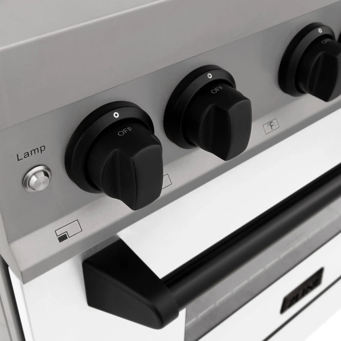 ZLINE 30" Autograph Edition Dual Fuel Range with White Matte Door and Matte Black Accents, RAZ-WM-30-M ZLINE Dreamwood Living