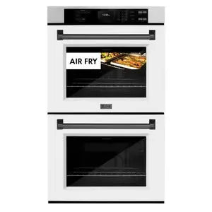 ZLINE 30" Autograph Edition Professional Double Wall Oven with Air Fry and Self-Clean in DuraSnow® Stainless Steel with White Matte Doors and Matte Black Handles, WADSZ-WM-30-MB ZLINE Dreamwood Living