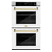 ZLINE 30" Autograph Edition Professional Double Wall Oven with Air Fry and Self-Clean in DuraSnow® Stainless Steel with White Matte Doors and Polished Gold Handles, WADSZ-WM-30-G ZLINE Dreamwood Living