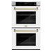 ZLINE 30" Autograph Edition Professional Double Wall Oven with Air Fry and Self-Clean in Stainless Steel with White Matte Doors and Champagne Bronze Handles, WADZ-WM-30-CB ZLINE Dreamwood Living