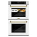 ZLINE 30" Autograph Edition Professional Double Wall Oven with Air Fry and Self-Clean in Stainless Steel with White Matte Doors and Champagne Bronze Handles, WADZ-WM-30-CB ZLINE Dreamwood Living