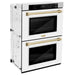 ZLINE 30" Autograph Edition Professional Double Wall Oven with Air Fry and Self-Clean in Stainless Steel with White Matte Doors and Champagne Bronze Handles, WADZ-WM-30-CB ZLINE Dreamwood Living