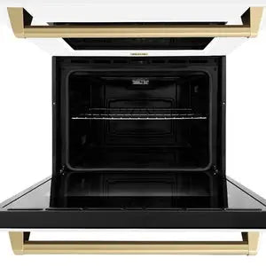 ZLINE 30" Autograph Edition Professional Double Wall Oven with Air Fry and Self-Clean in Stainless Steel with White Matte Doors and Champagne Bronze Handles, WADZ-WM-30-CB ZLINE Dreamwood Living