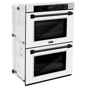 ZLINE 30" Autograph Edition Professional Double Wall Oven with Air Fry and Self Clean in Stainless Steel with White Matte Doors and Matte Black Handles, WADZ-WM-30-MB ZLINE Dreamwood Living