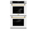 ZLINE 30" Autograph Edition Professional Double Wall Oven with Air Fry and Self-Clean in Stainless Steel with White Matte Doors and Polished Gold Handles, WADZ-WM-30-G ZLINE Dreamwood Living