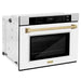 ZLINE 30" Autograph Edition Professional True Convection Single Wall Oven with Air Fry and Self Clean in DuraSnow® Stainless Steel with White Matte Door and Champagne Bronze Handle, WASSZ-WM-30-CB ZLINE Dreamwood Living