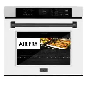 ZLINE 30" Autograph Edition Professional True Convection Single Wall Oven with Air Fry and Self Clean in DuraSnow® Stainless Steel with White Matte Door and Matte Black Handle, WASSZ-WM-30-MB ZLINE Dreamwood Living