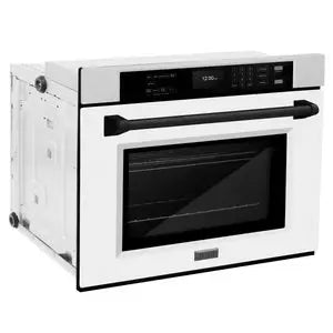ZLINE 30" Autograph Edition Professional True Convection Single Wall Oven with Air Fry and Self Clean in DuraSnow® Stainless Steel with White Matte Door and Matte Black Handle, WASSZ-WM-30-MB ZLINE Dreamwood Living