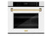 ZLINE 30" Autograph Edition Professional True Convection Single Wall Oven with Air Fry and Self Clean in DuraSnow® Stainless Steel with White Matte Door and Polished Gold Handle, WASSZ-WM-30-G ZLINE Dreamwood Living