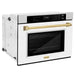 ZLINE 30" Autograph Edition Professional True Convection Single Wall Oven with Air Fry and Self Clean in DuraSnow® Stainless Steel with White Matte Door and Polished Gold Handle, WASSZ-WM-30-G ZLINE Dreamwood Living