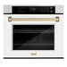 ZLINE 30" Autograph Edition Professional True Convection Single Wall Oven with Air Fry and Self Clean in Stainless Steel with White Matte Door and Champagne Bronze Handle (WASZ-WM-30-CB) ZLINE Dreamwood Living