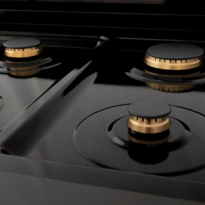 ZLINE 30" Autograph Edition Rangetop in Black Stainless Steel with Champagne Bronze Accents, RTBZ-30-CB ZLINE
