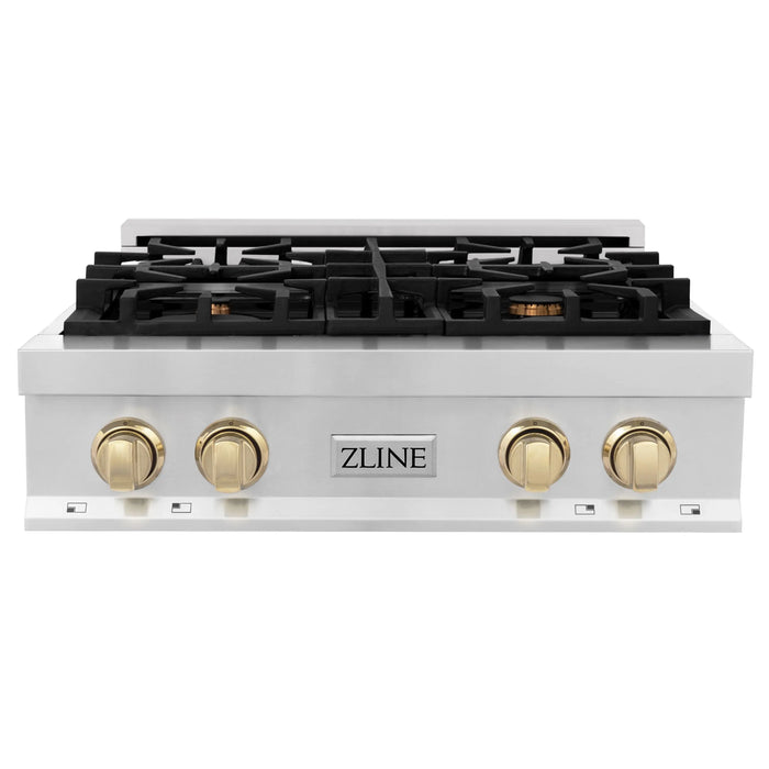 ZLINE 30" Autograph Edition Rangetop in Stainless Steel with Gold Accents, RTZ-30-G ZLINE Dreamwood Living