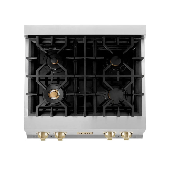 ZLINE 30" Autograph Edition Rangetop in Stainless Steel with Gold Accents, RTZ-30-G ZLINE Dreamwood Living