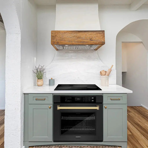 ZLINE 30" Autograph Edition Single Wall Oven with Air Fry and Self-Clean in Black with Gold Handle, WASBZ-30-G ZLINE Dreamwood Living