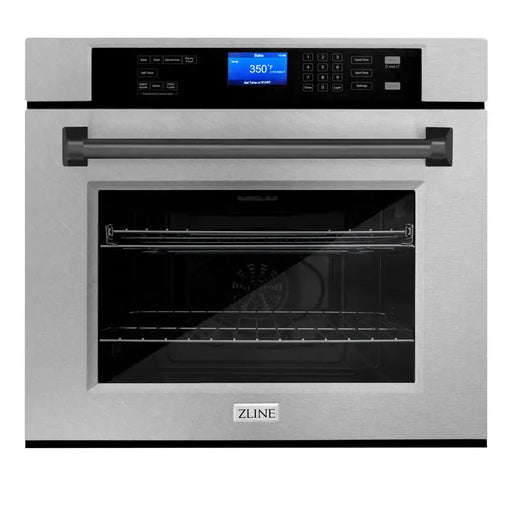ZLINE 30" Autograph Edition Single Wall Oven with Air Fry and Self-Clean in DuraSnow® Stainless Steel and Black Matte Handle, WASSZ-30-MB ZLINE Dreamwood Living