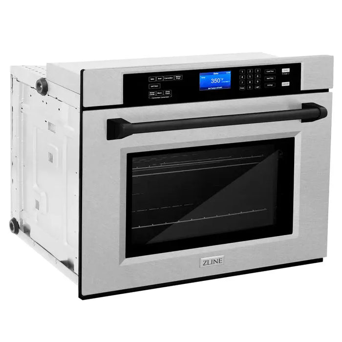 ZLINE 30" Autograph Edition Single Wall Oven with Air Fry and Self-Clean in DuraSnow® Stainless Steel and Black Matte Handle, WASSZ-30-MB ZLINE Dreamwood Living