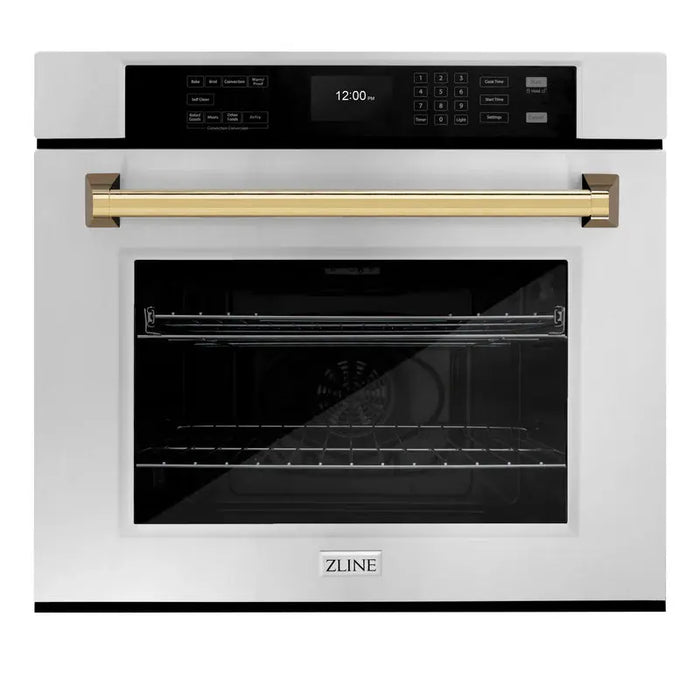 ZLINE 30" Autograph Edition Single Wall Oven with Air Fry and Self-Clean in Stainless Steel with Gold Handle, WASZ-30-G ZLINE Dreamwood Living