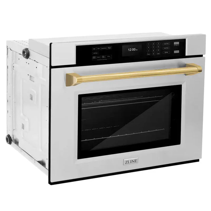 ZLINE 30" Autograph Edition Single Wall Oven with Air Fry and Self-Clean in Stainless Steel with Gold Handle, WASZ-30-G ZLINE Dreamwood Living