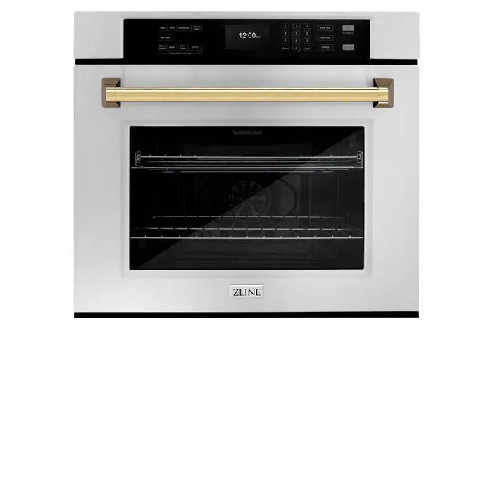 ZLINE 30" Autograph Edition Single Wall Oven with Air Fry and Self-Clean in Stainless Steel with Gold Handle, WASZ-30-G ZLINE Dreamwood Living