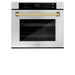 ZLINE 30" Autograph Edition Single Wall Oven with Air Fry and Self-Clean in Stainless Steel with Gold Handle, WASZ-30-G ZLINE Dreamwood Living