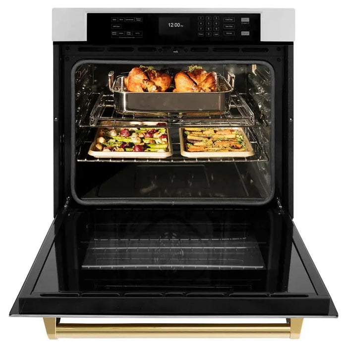 ZLINE 30" Autograph Edition Single Wall Oven with Air Fry and Self-Clean in Stainless Steel with Gold Handle, WASZ-30-G ZLINE Dreamwood Living