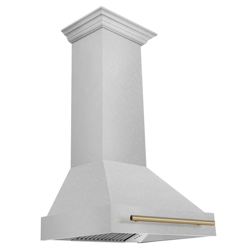 ZLINE 30" Autograph Edition Wall Mount Range Hood in DuraSnow® Stainless Steel with Champagne Bronze Handle, 8654SNZ-30-CB ZLINE Dreamwood Living