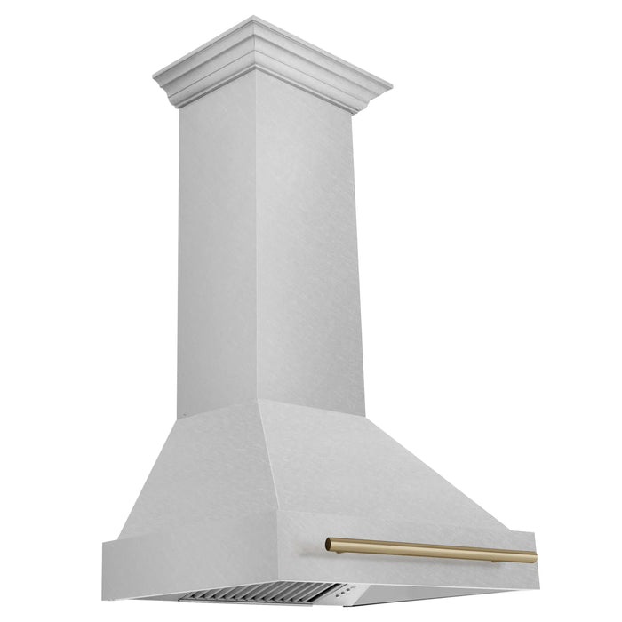 ZLINE 30" Autograph Edition Wall Mount Range Hood in DuraSnow® Stainless Steel with Champagne Bronze Handle, 8654SNZ-30-CB ZLINE Dreamwood Living