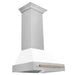 ZLINE 30" Autograph Edition Wall Mount Range Hood in DuraSnow® Stainless Steel with White Matte Shell & Champagne Bronze Handle, 8654SNZ-WM30-CB ZLINE Dreamwood Living