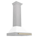 ZLINE 30" Autograph Edition Wall Mount Range Hood in DuraSnow® Stainless Steel with White Matte Shell and Gold Handle, KB4SNZ-WM30-G ZLINE Dreamwood Living