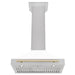ZLINE 30" Autograph Edition Wall Mount Range Hood in DuraSnow® Stainless Steel with White Matte Shell and Gold Handle, KB4SNZ-WM30-G ZLINE Dreamwood Living