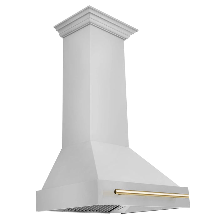 ZLINE 30" Autograph Edition Wall Mount Range Hood in Stainless Steel with Gold Handle, 8654STZ-30-G ZLINE Dreamwood Living